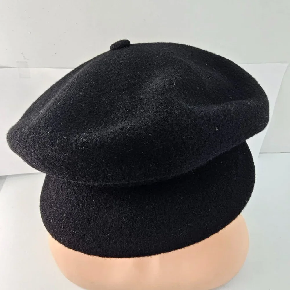 Vintage Kangol Black Wool Spitfire Torist Cap Hat Large - Picture 2 of 9